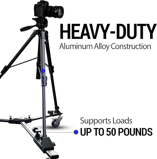 Vidpro PD-1 Professional Tripod Dolly - Heavy Duty with Adjustable Leg Mount with Locking Wheels and Carrying Case Compatible with Most Tripods Perfect for Cameras Camcorder and Lighting Equipment