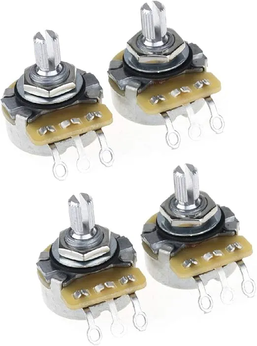 CTS 450 Series A250K Short Split Shaft Guitar Pots Audio Taper Potentiometers for Electric Guitar Bass (Set of 4)