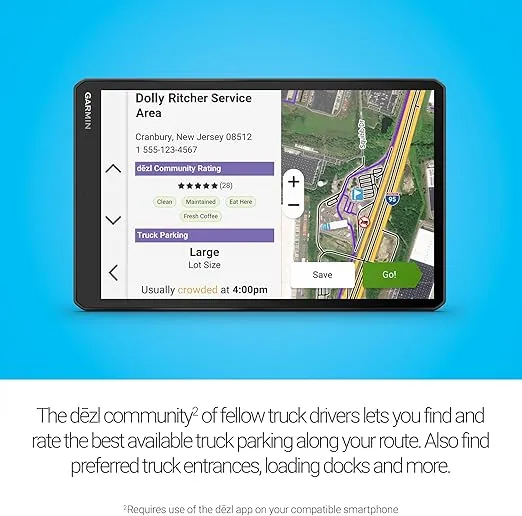 Garmin dēzl™ OTR1020, Extra-Large High-Res 10” GPS Truck Navigator, Custom Truck Routing, Satellite Imagery, Wind Speed, Community-Shared Loading Docks, Dual-Orientation Display