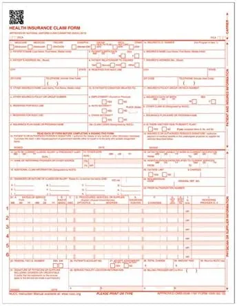 Adams Health Insurance Claim Forms for Laser Printer, 8.5 x 11 Inches, 250 per Pack (CMS1500L2V), White