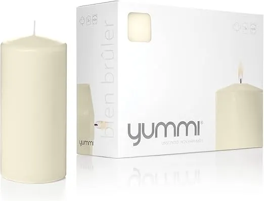 yummi 3" x 6" Ivory Round Pillar Candles - 3 per Pack