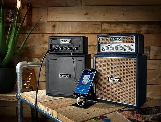 Laney MINISTACK-B-Lion Bluetooth Battery Powered Guitar Amp with Smartphone Interface, Blue (MINISTAK