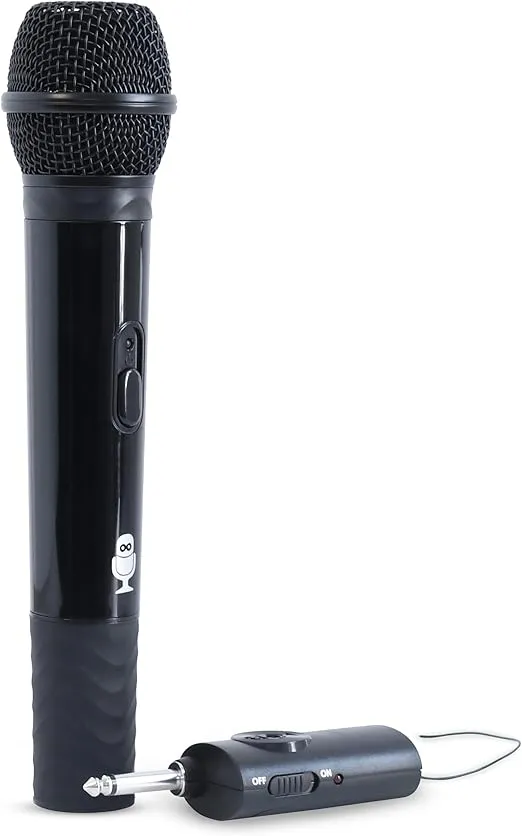 Singing Machine Portable Wireless Microphone (Black) - Premium Unidirectional Wireless Mic for Singing, Speeches & Events - Cordless Mic Compatible with Karaoke Machines, Computers, PA Systems & More