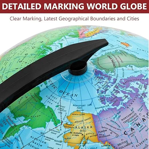 GOCHANGE Globes for Kids, 13" Political Globe for Classroom Teaching with HD Waterproof Surface & Writable Surface, Full Length 19.7 inch 360° Spinning Globe for Education & Desk