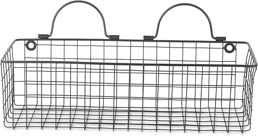 DII Farmhouse Vintage Décor, Wire Wall Basket, Medium, Black, 2 Piece