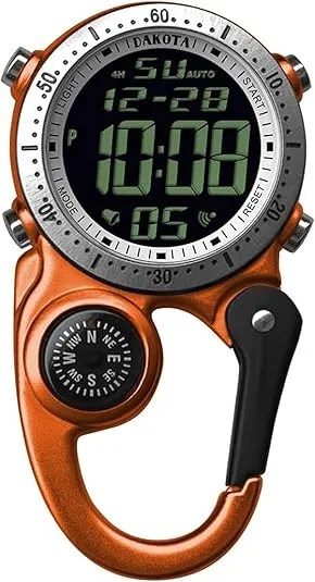 Dakota Digital Clip, Clip Watch, Alarm, Stopwatch, Timer and Dual Time Watch, Outdoor Gifts for Men and Women, Use for Fishing Hunting, and More, Tactical Digital Watch, Clip On Watch