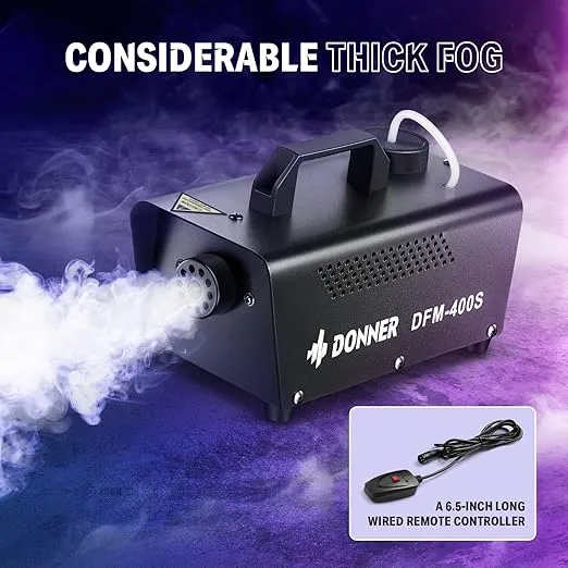 Donner Fog Machine for Party, Smoke Machine with Wired Remote Control, Smoke Machine Fog DFM-400S 400W for Stage Festival Christmas Halloween Thanksgiving Parties Show