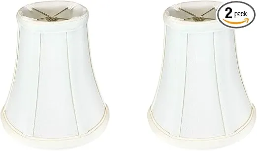 Royal Designs, Inc. True Bell Lamp Shade with Flame Clip Fitter, BS-704FC-6WH-2, White, 3.5 x 6 x 6.25, Set of 2