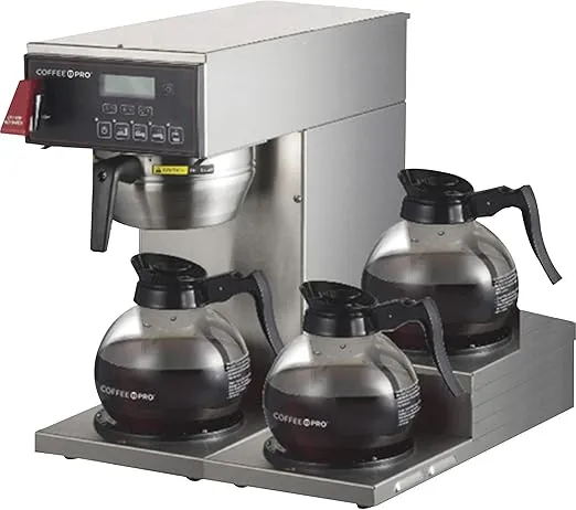 Coffee Pro CP3AI 3-Burner Commercial Brewer Coffee Maker, 15.8" x 14.3" x 15"