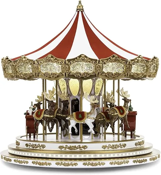 Mr. Christmas Regal Carousel Musical Animated Indoor Christmas Decoration, 17 Inch, White