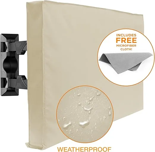 Outdoor TV Cover - 32" Model For 30" - 34" Flat Screens - Slim Fit - Weatherproof Weather Dust Resistant Television Protector - Tan