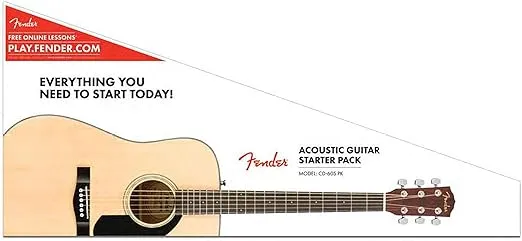 Fender FA-115 Dreadnought Acoustic Guitar Pack, with 2-Year Warranty, Natural, with Gig Bag and Accessories