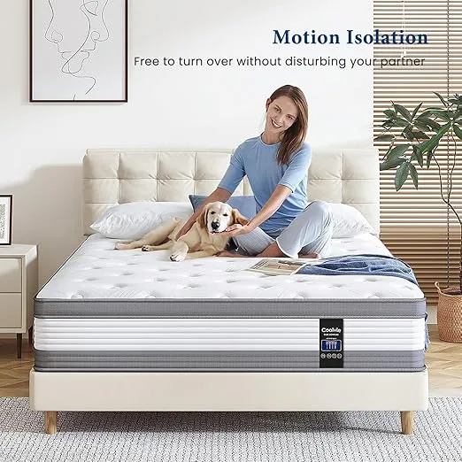 Coolvie Twin Mattress, 12 Inch Twin Size Hybrid Mattress, Twin Mattress in A Box, Individual Pocket Springs with Memory Foam Layer Provide Motion Isolation & Cool Sleep, 2024 New