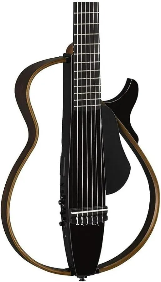 Yamaha SLG200N TBL Nylon String Silent Guitar with Hard Gig Bag, Translucent Black