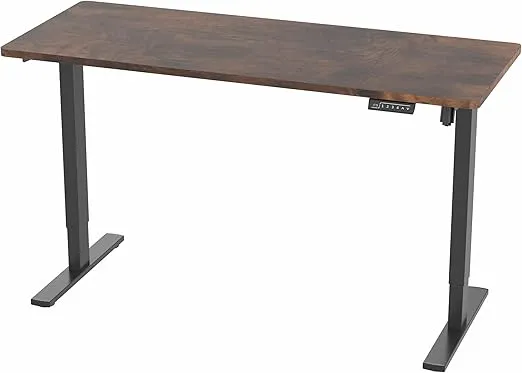 VIVO Electric 60 x 24 inch Rustic Standing Desk Workstation, Memory Controller Height Adjustment, 1B Series, One-Piece Vintage Brown Top, Black Frame, DESK-KIT-1B6N