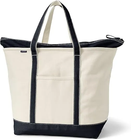 Lands' End Zip Top Canvas Tote Bag