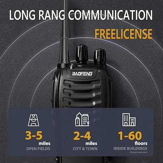 BAOFENG BF-888S Walkie Talkies Long Range with Earpieces 16 Channel Flashlight Walkie Talkies for Adults Rechargeable Handheld Two Way Radios - 4 Pack