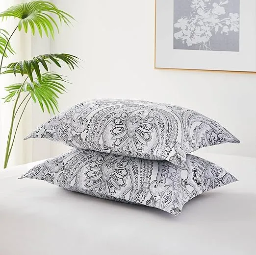 Southshore Fine Living, Inc. King Size Comforter Set, Down Alternative Bed Comforter Boho Bedding, Paisley Print Bedspread, King/California King with 2 Matching Shams, Pure Melody Black