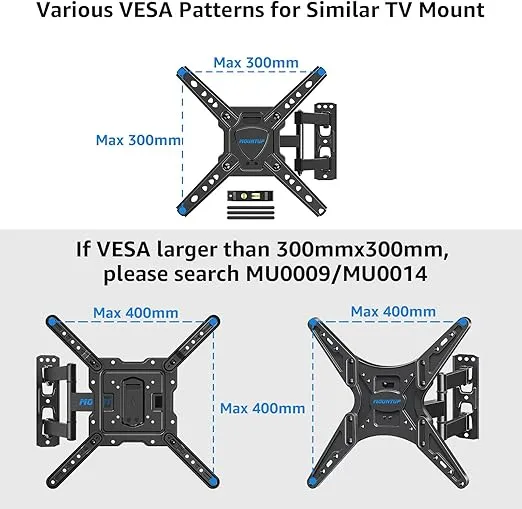 MOUNTUP Full Motion TV Wall Mount for Most 26-50 Inch TVs, Max VESA 300x300mm Wall Mount TV Bracket with Swivel Tilting Extension Level Adjustment for LED LCD Flat Curved TVs Up to 53 LBS, MU0018