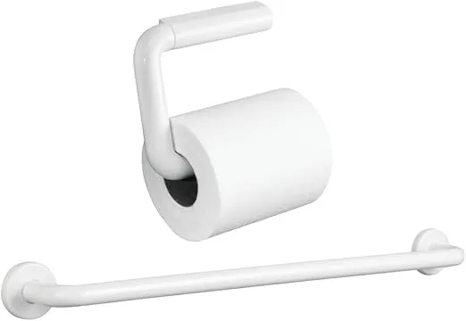 iDesign Plastic Wall Mount Paper Holder, Dispenser for Master, Guest, Kid's Bathroom, 6.95" x 7.4" x 1.45", Toilet Tissue Bar