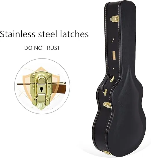 Crossrock Hard-Shell Wooden Case fits 12-Fret 00 Style Acoustic Guitar-Black (CRW620-0012BK)