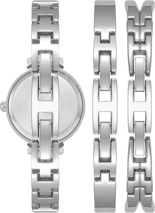 Anne Klein Women's Premium Crystal Accented Bangle Watch Set, AK/2245