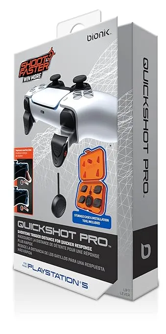 Bionik Quickshot Pro For PlayStation 5 Controllers: Trigger Lock System For Faster Reaction Time - Includes Two Sets