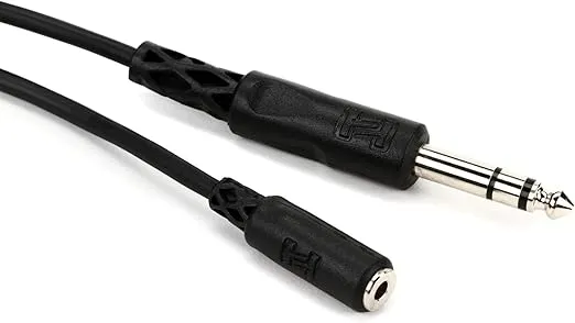 Hosa MHE-310 3.5 mm TRS(female) to 1/4" TRS(male) Headphone Adaptor Cable, 10 Feet Black