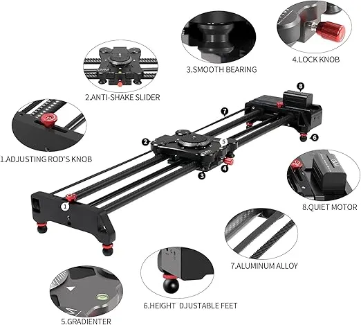 GVM Motorized Camera Slider,31" Wireless Carbon Fiber Dolly Rail Camera Slider with APP Control, Motorized Time Lapse and Video Shot Follow Focus Shot and 120 Degree Panoramic Shooting