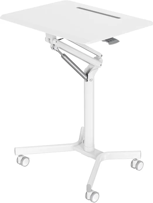 Realspace® 28"W Mobile Sit-to-Stand Compact Desk/Laptop Cart Workstation, 28-3/4"H x 28"W x 22-1/16"D, White