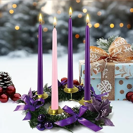 Christmas Advent Unscented 10" x 7/8" Taper Candles Pack of 4