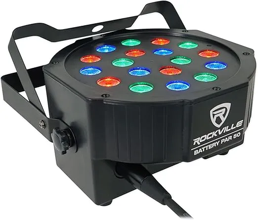 Rockville Battery PAR 50 Black, 10 Pack Rechargeable RGB Wash Lights with Charging Flight Case, Includes RF Remote, 10 Hour Battery Life, Perfect for Events, Parties & DJ Gigs