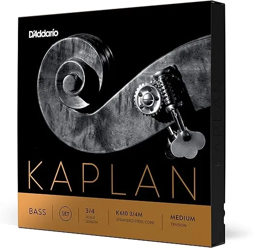 D'Addario Kaplan Bass Strings - Full Set - K610 3/4M - For Upright Bass, Double Bass - 3/4 Scale, Medium Tension