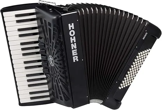 Hohner Bravo III 72 Chromatic Piano Key Accordion - Jet Black