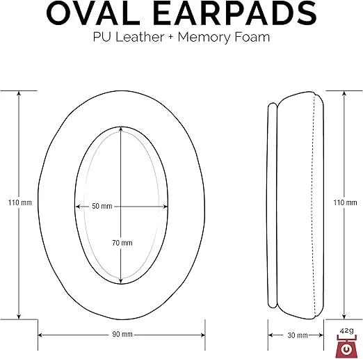 Brainwavz Replacement Memory Foam Earpads - Suitable for Many Other Large Over The Ear Headphones - AKG, HifiMan, ATH, Philips, Fostex (Red)