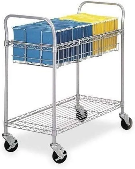 Safco Products 5235GR Wire Mail Cart Holds 75 Legal Folders, Sold Separately, Gray