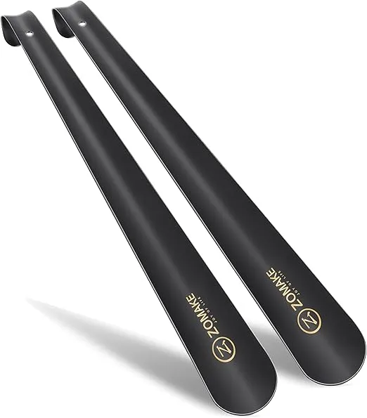 ZOMAKE Shoe Horn Long Handle for Seniors 2 Pack - 16.5" Long Metal Shoehorn for Boots - Exta Long Steel Shoe Horns for Men Women