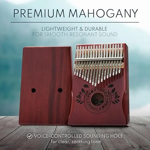 Kalimba 17 Key Thumb Piano, Portable Mahogany Mbira Finger Piano with Instruction, Carrying Bag, Tune Hammer, Holiday Gift for Kids & Adults on Christmas & Thanksgiving (Cherry)