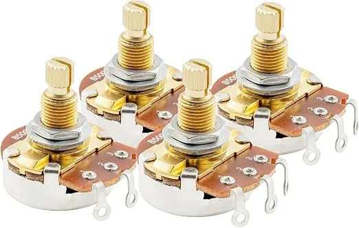 Musiclily Pro Brass Shaft Full Metric B500K Guitar Pots Linear Taper Potentiometers for Electric Guitar/Bass(Set of 4)