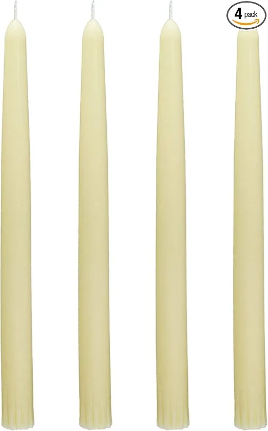 CandleNScent Taper Candles | Tapered Candlesticks - dripless 10 Inch unscented | Ivory | 4 Pack