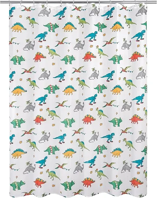 Allure Home Creation Dinosaur Polyester Fabric Printed Shower Curtain 70"x72" Multicolor