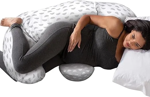 Boppy Full Body Side Sleeper Pillow, Mirage White and Gray, Versatile All-Around Body Comfort for Pregnancy and Postpartum, Flex-Support Technology for Sleeping and Sitting