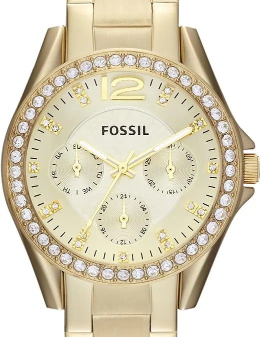 Fossil Riley Women's Watch with Crystal Accents and Stainless Steel Bracelet Band