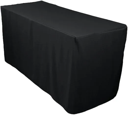 LTC LINENS 4FTTD-010111 Fitted Tablecloth, Black Medium