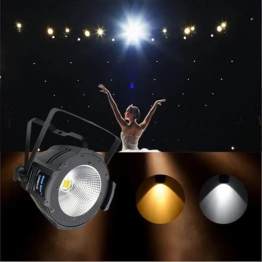 Stage Lights with Barn Doors,100W COB LED Spotlights Warm White & Cold White Par Lights DMX/Master-Slave DJ Lights Spotlight/Fresnel Lights for Church,Concert,Wedding,Theater,Photo Studio (4 Counts)