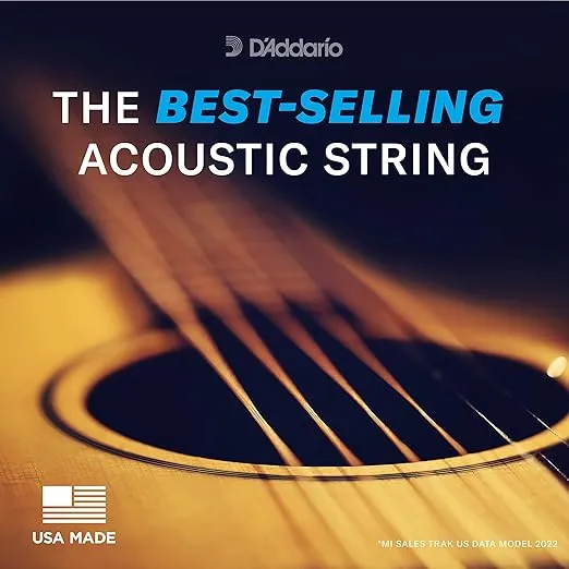 D'Addario Guitar Strings - Phosphor Bronze Acoustic Guitar Strings - EJ18 - Rich, Full Tonal Spectrum - For 6 String Guitars - 14-59 Heavy