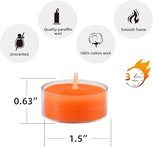 50-Piece Tealight Candles, Orange