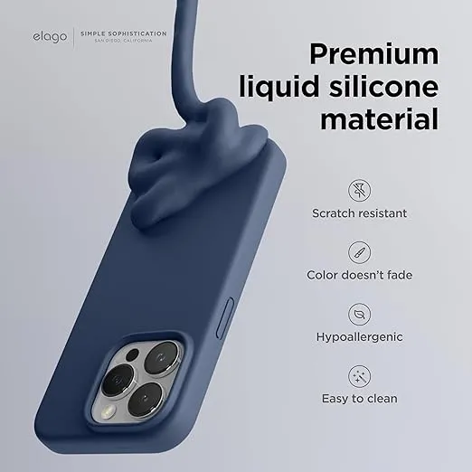 elago Compatible with iPhone 15 Pro Case, Liquid Silicone Case, Full Body Protective Cover, Shockproof, Slim Phone Case, Anti-Scratch Soft Microfiber Lining, 6.1 inch (Jean Indigo)