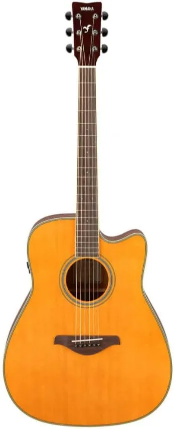 Yamaha FGC-TA Dreadnought Cutaway Transacoustic Guitar w/ Chorus and Reverb, Vintage Tint