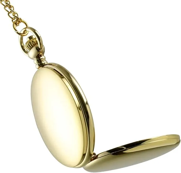 I-MART Smooth Vintage Pocket Watch with Chain (Gold)